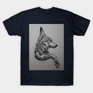 Wolf Geometric Minimalist Tatoo T-Shirt
